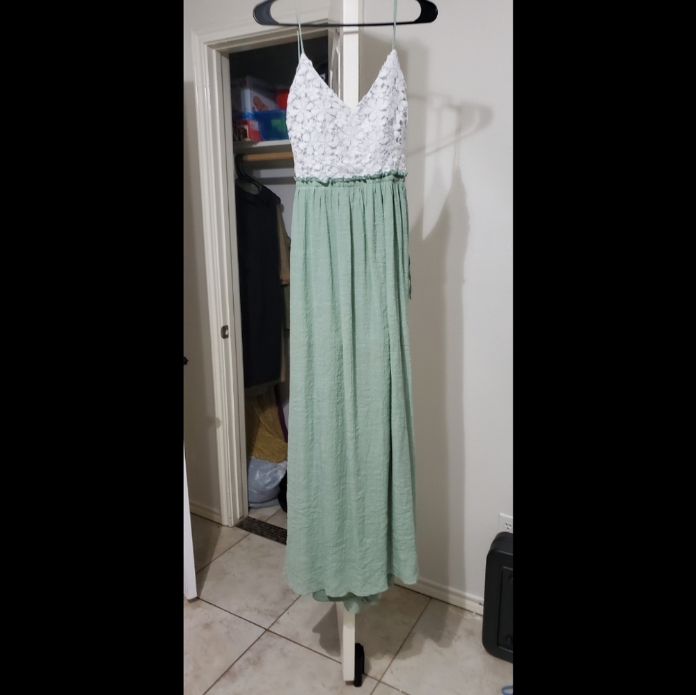 Mint and White Maxi Dress